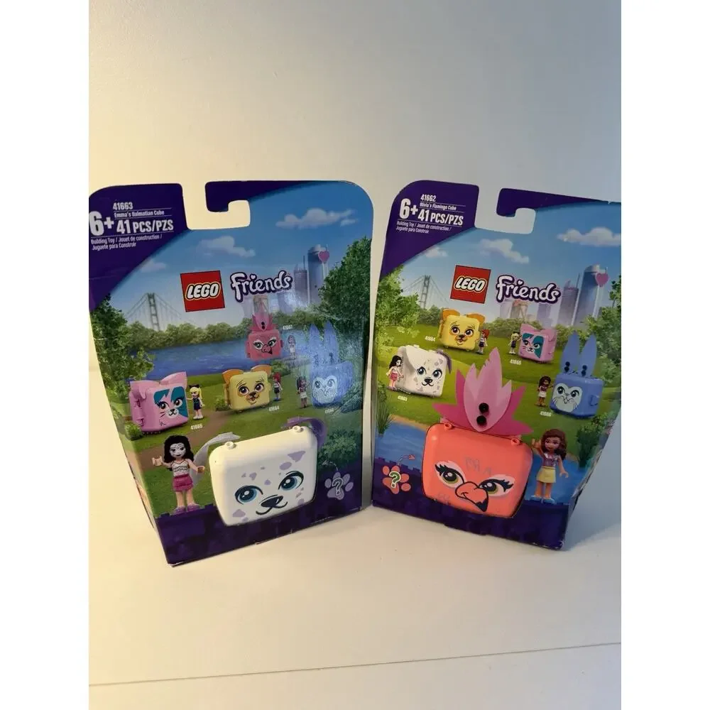 New Lot 2 Lego Friends Olivia Flamingo Emma Dalmatian Cube 41662 41663